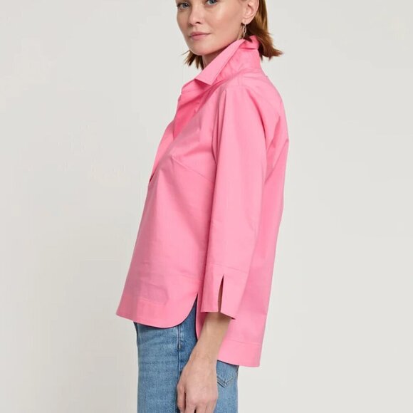 Hinson Wu Aileen 3/4 Sleeve Button Back Top 6 Magenta Pink - Picture 3 of 9